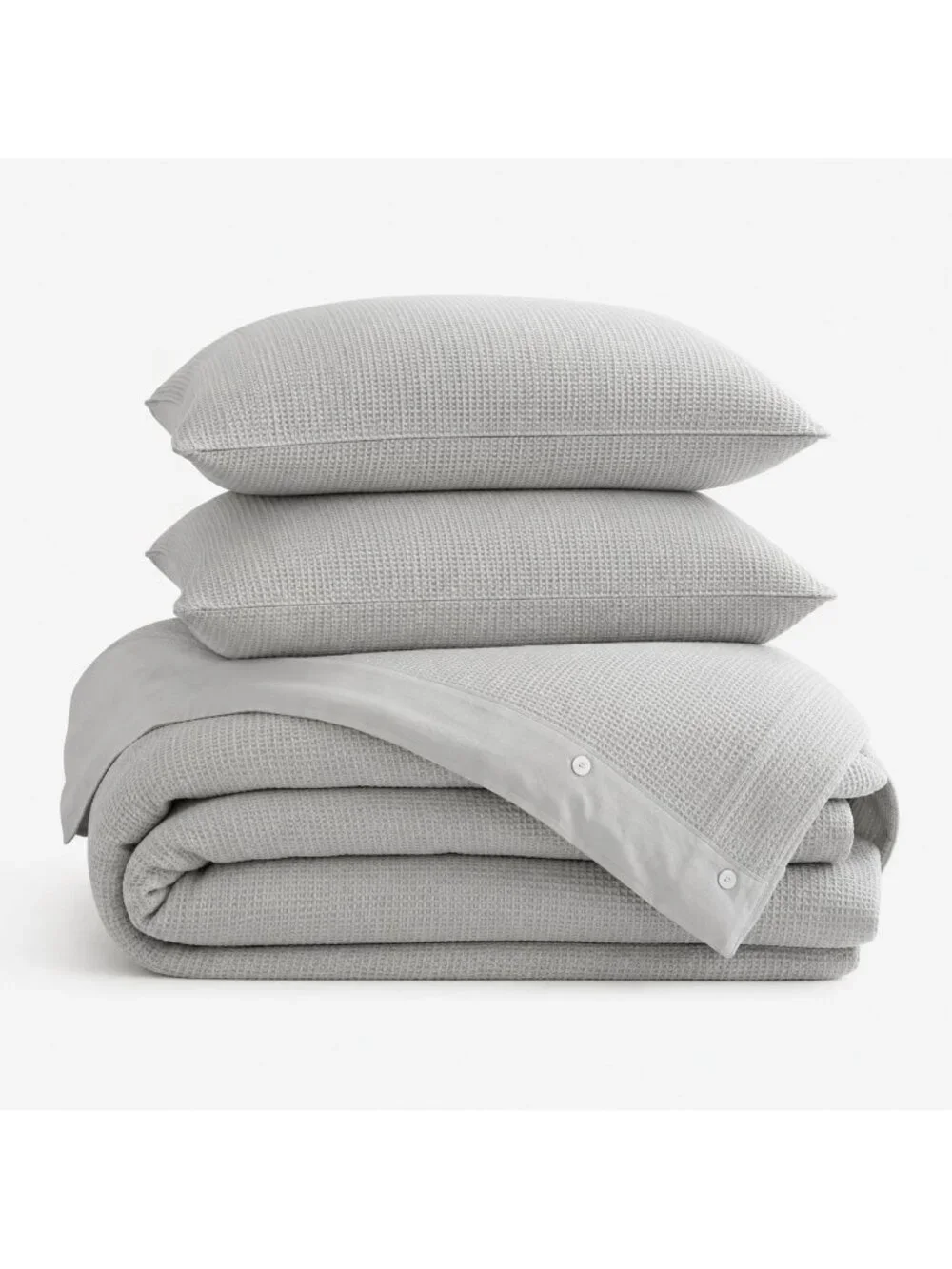 S17 | Quince Organic Luxe Honeycomb Duvet Cover Set Full Queen Light Grey NWT